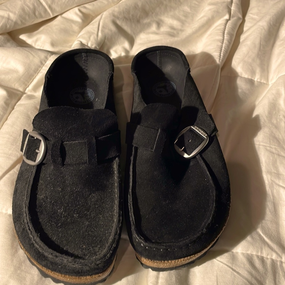 New  Black Suede Birkenstocks size 8